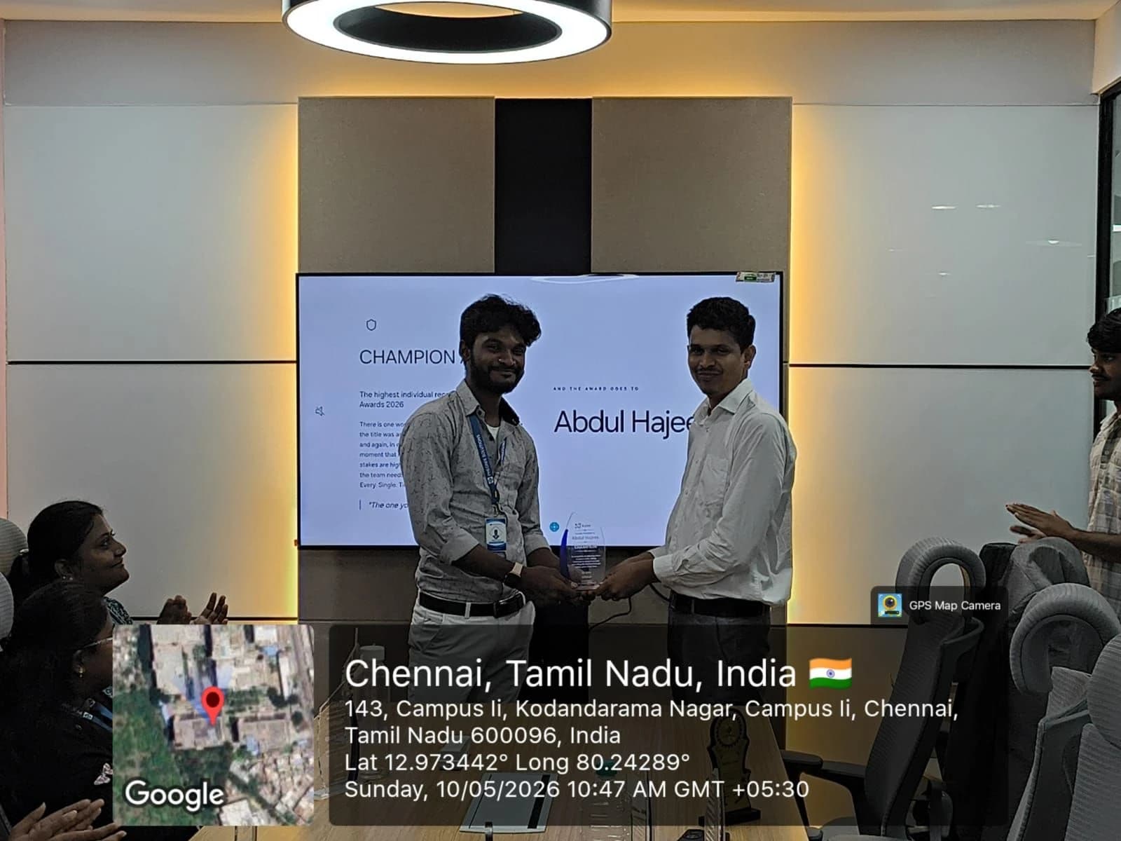 Receiving the Champion Award at the Aalee Awards 2026 in Chennai